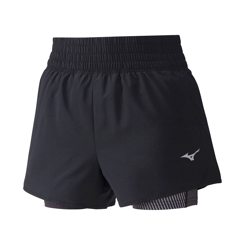 Pantaloncini Mizuno Running 4.5 2in1 Donna - Nere - 51047-HZWJ